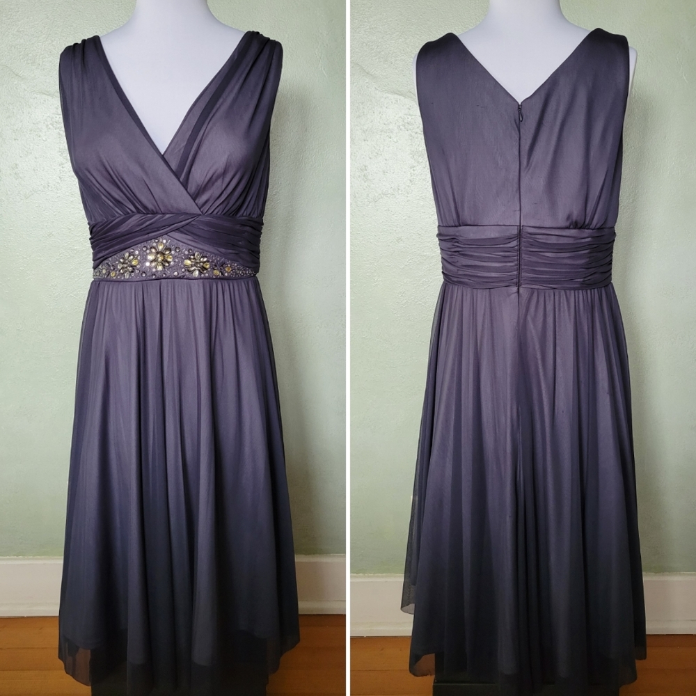 Gray beaded cocktail dress